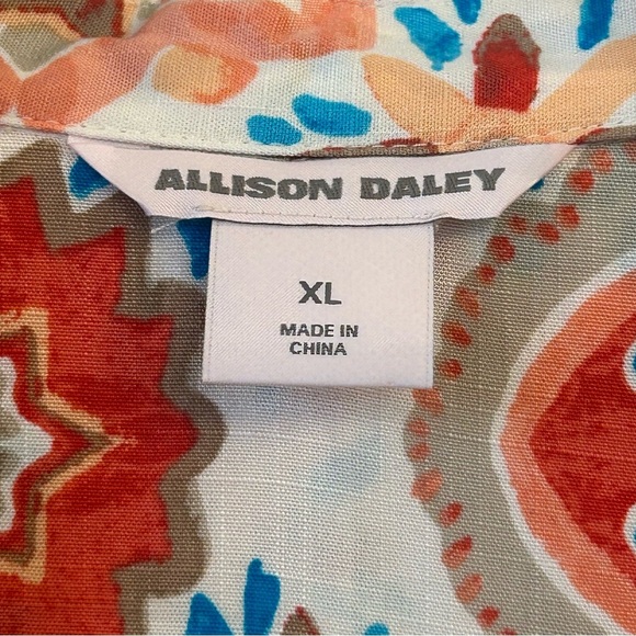Allison Daley Multicolor Geometric Rayon Casual Button Down 3/4 Sleeve Shirt XL - Picture 5 of 7